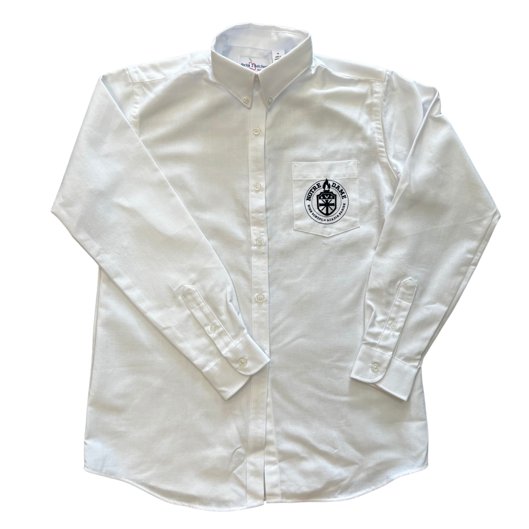 Notre Dame High School Girl’s Long Sleeve Button-Down Oxford Blouse
