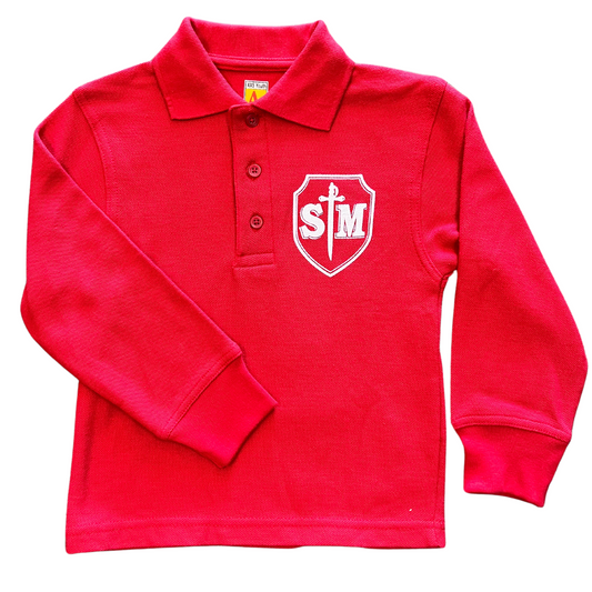 St. Michael Pre-K & K Boy’s Red Long Sleeve Pique Knit Polo