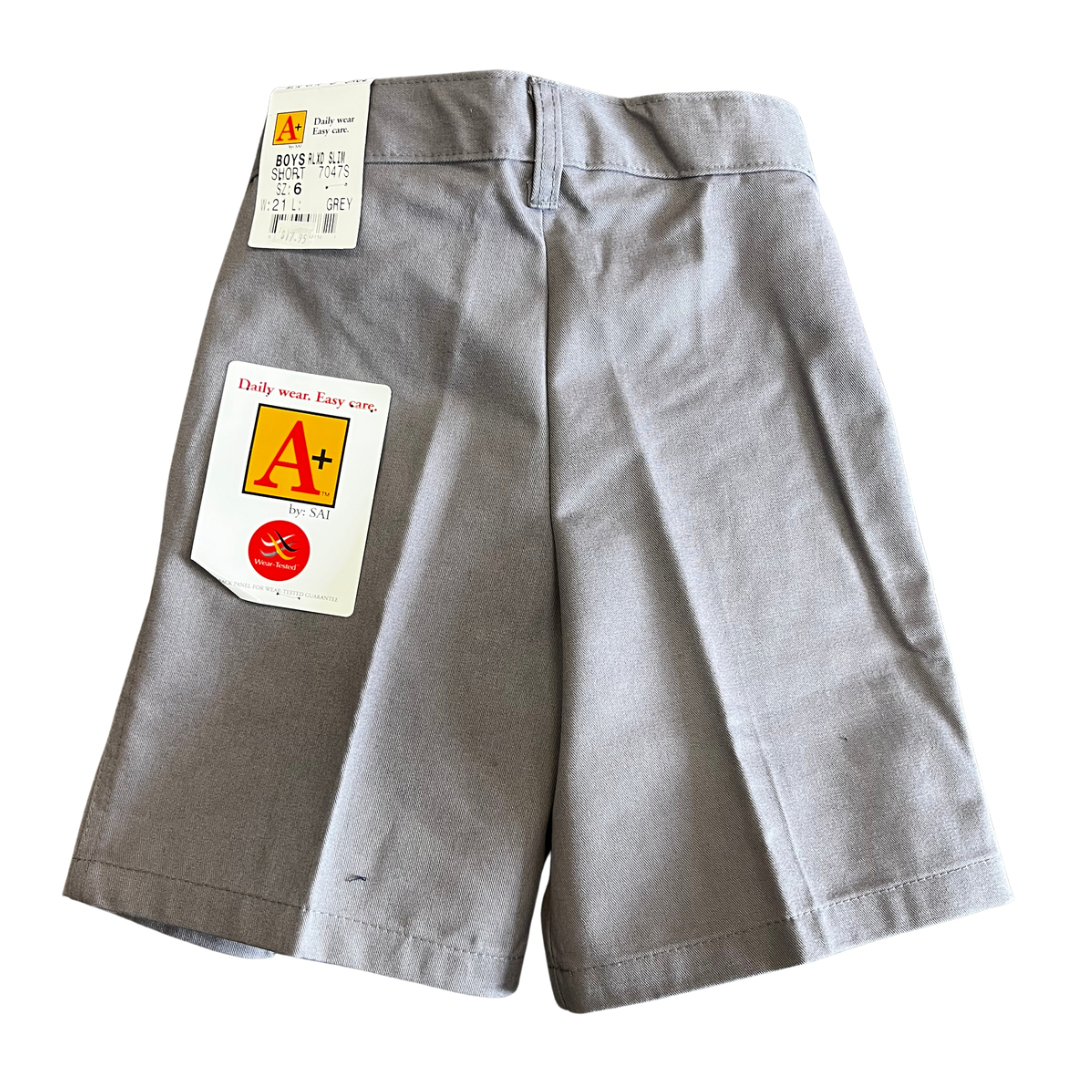 School Apparel (A+) Boy's Grey Pleated Front Shorts