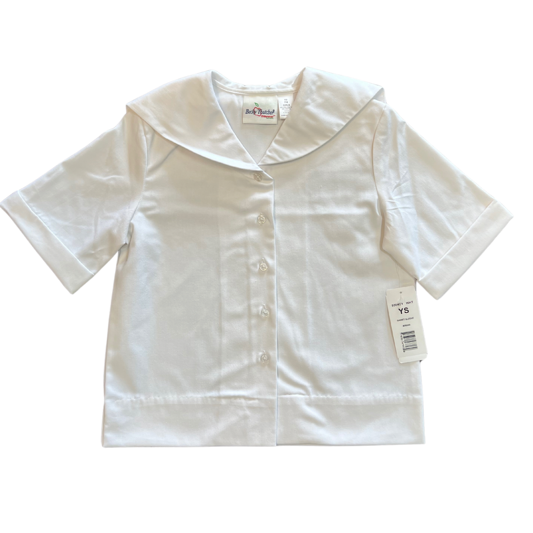 Becky Thatcher Girl's Short Sleeve Middy (Sailor) Blouse - White – A+ ...