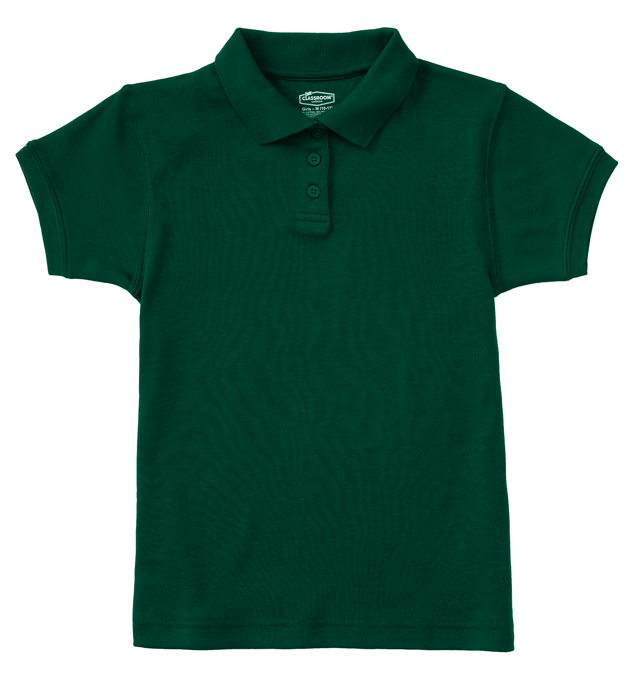 Girl's Short Sleeve Fitted Interlock Polo - Hunter Green