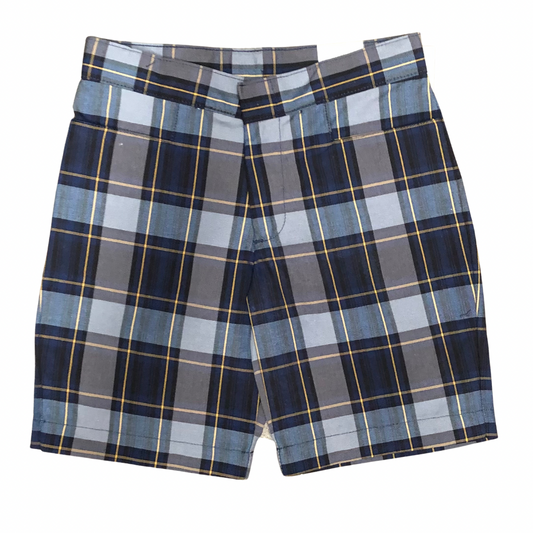 K12 Gear Girl's Flat Front Plaid Bermuda Short - Plaid 57 (Northside/OLI/SHVP)