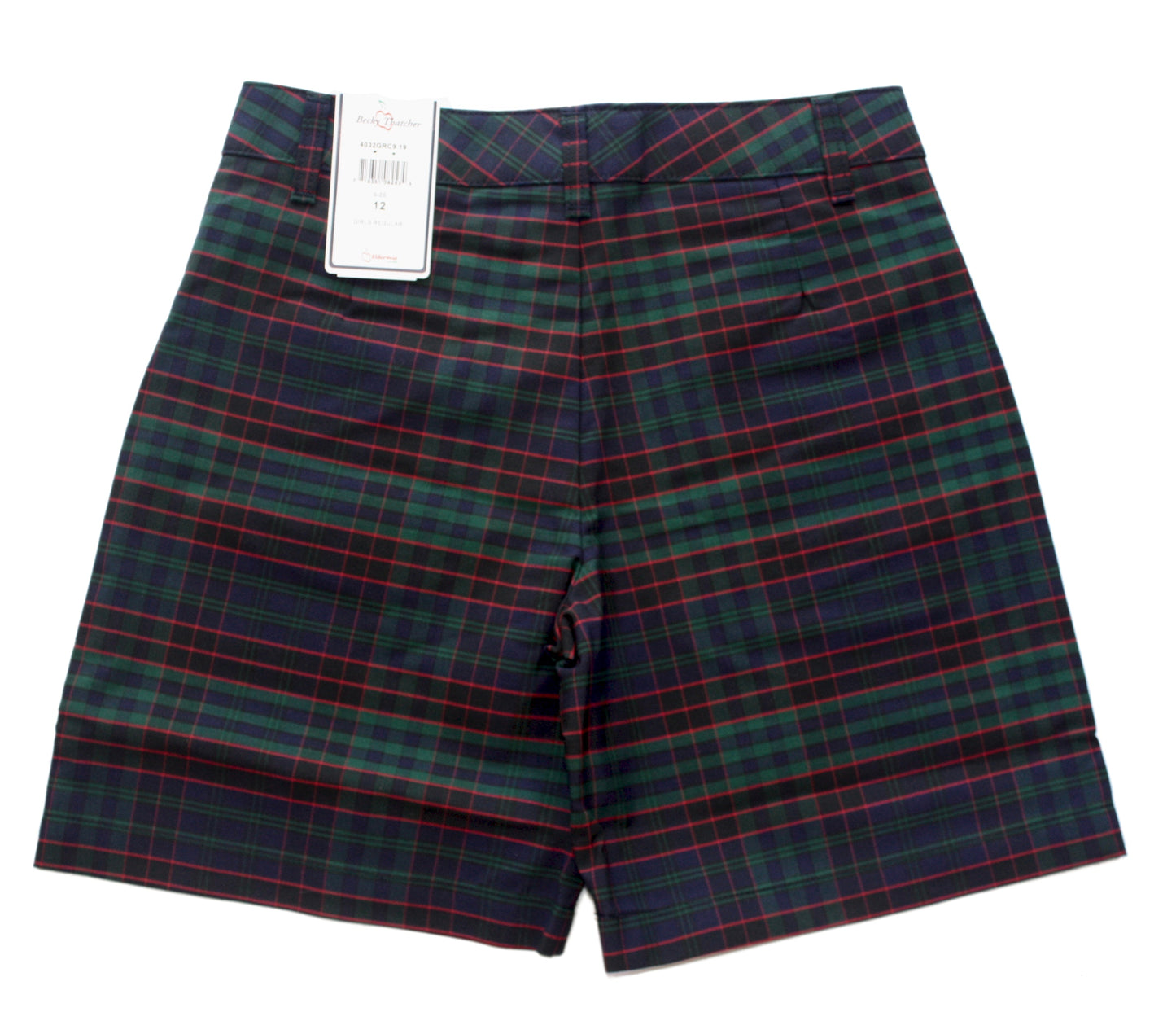 Becky Thatcher Girl's Mid-Rise Flat Front Short - Plaid 19 (St. Michael)