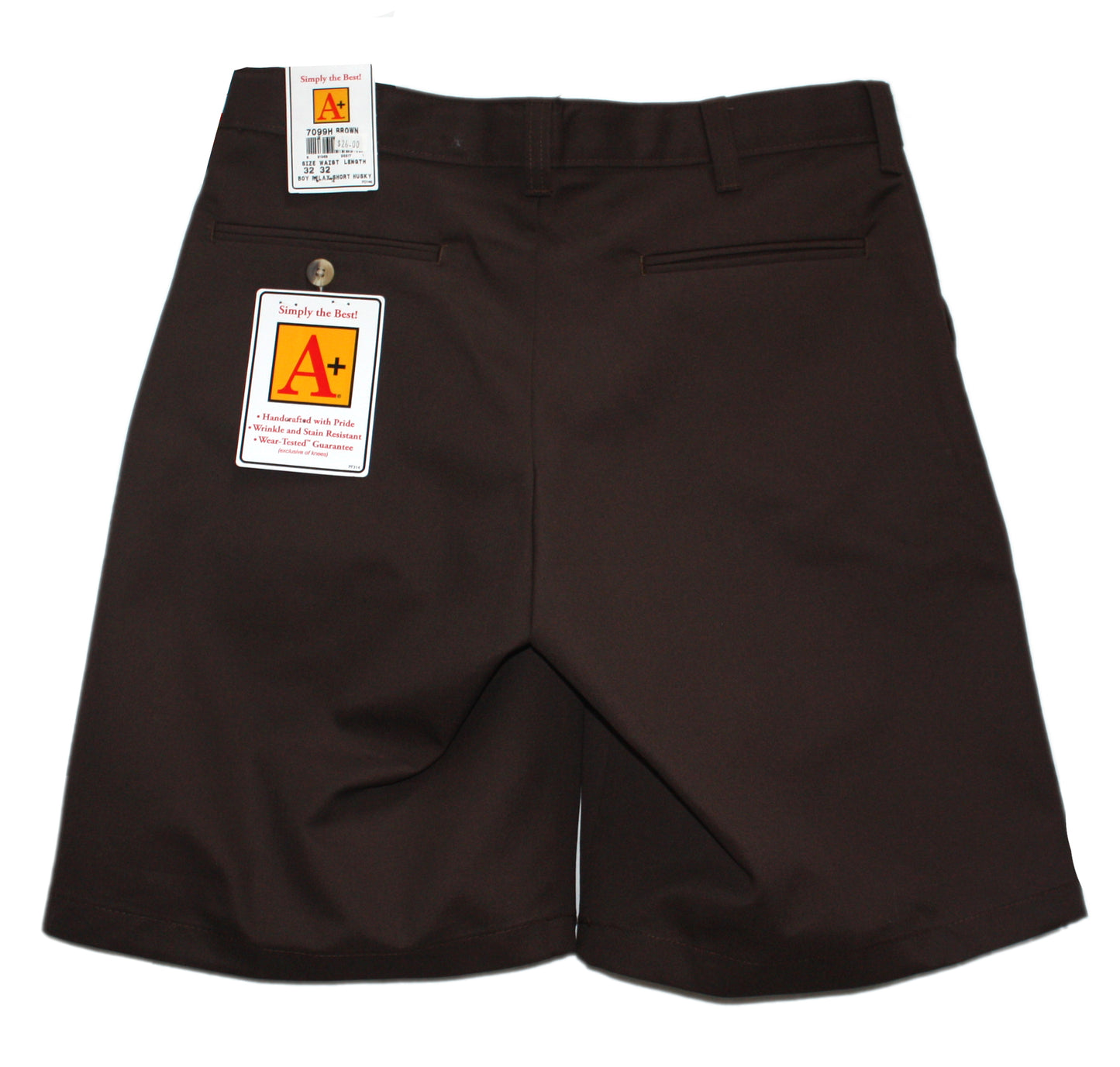 School Apparel Boy’s Husky Flat Front Relaxed Short with Adjustable Waist - Brown