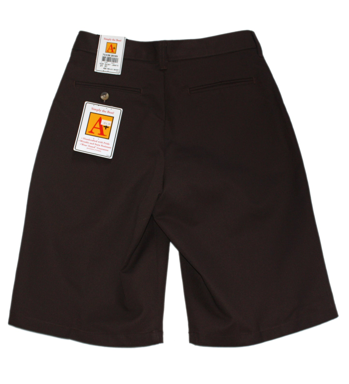 School Apparel Men’s Flat Front Relaxed Short - Brown