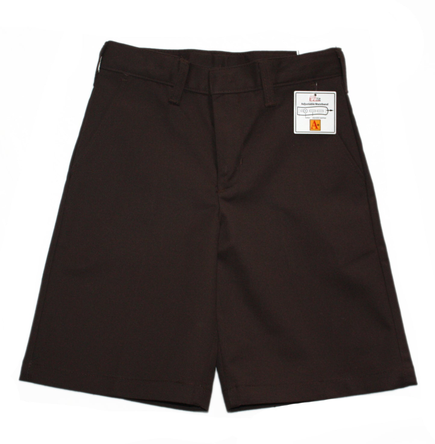 School Apparel Boys Regular Flat Front Relaxed Short with Adjustable Waist - Brown