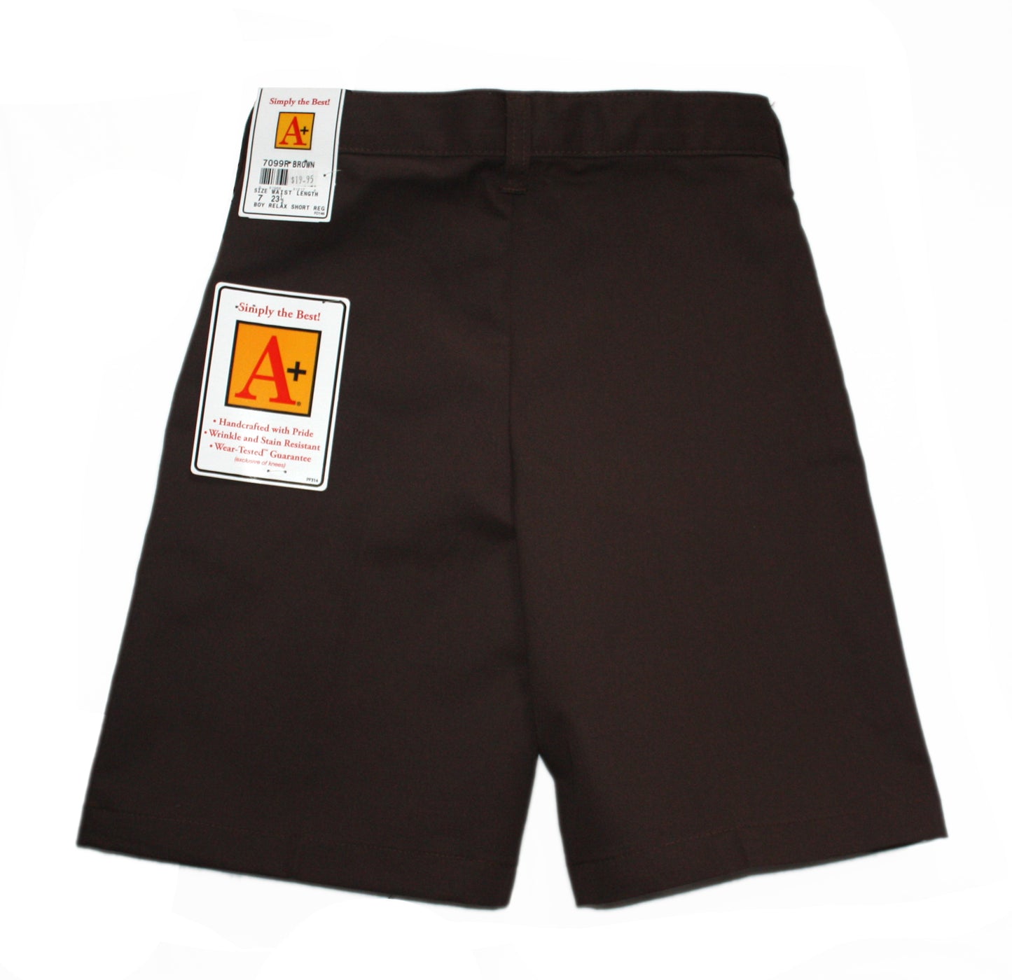 School Apparel Boys Regular Flat Front Relaxed Short with Adjustable Waist - Brown