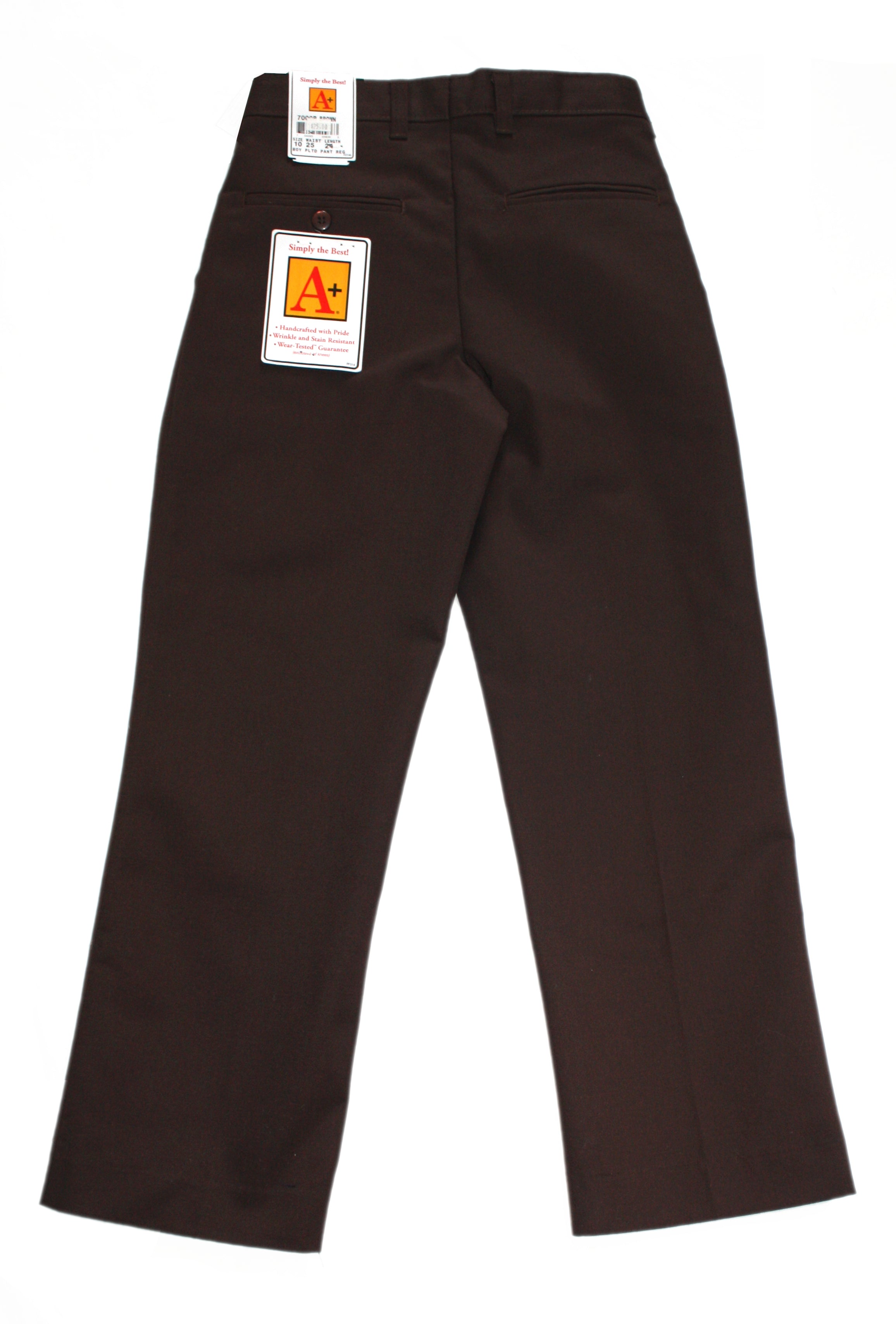 Clearance - School Apparel Boy's Regular Pleated Pant - Brown – A+