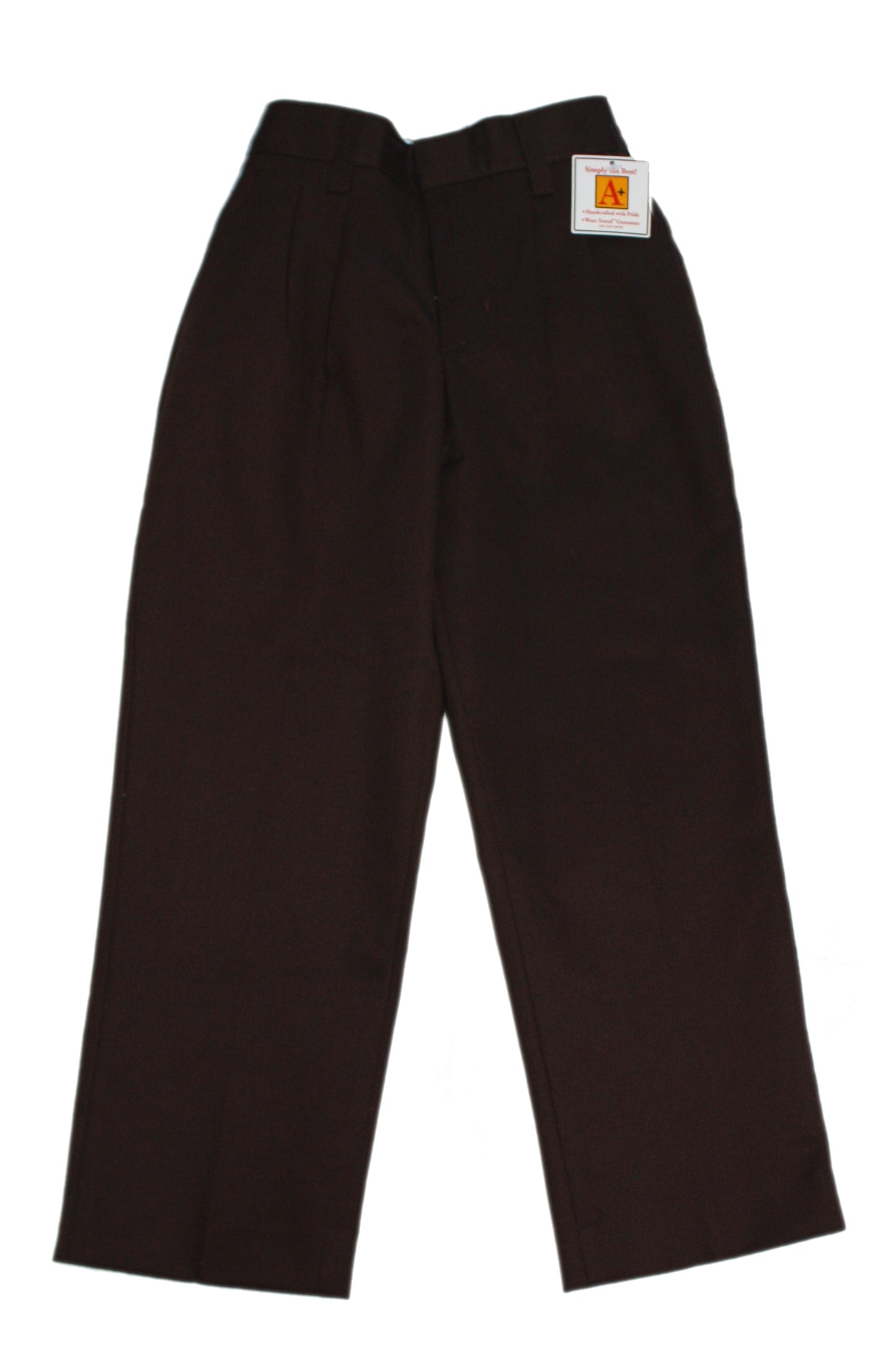 Clearance - School Apparel Boy's Husky Pleated Pant - Brown