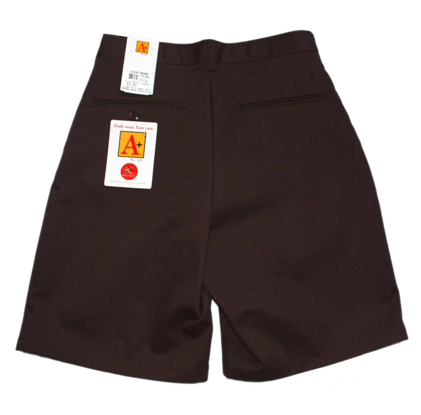 Clearance - School Apparel Men's Brown Pleated Short