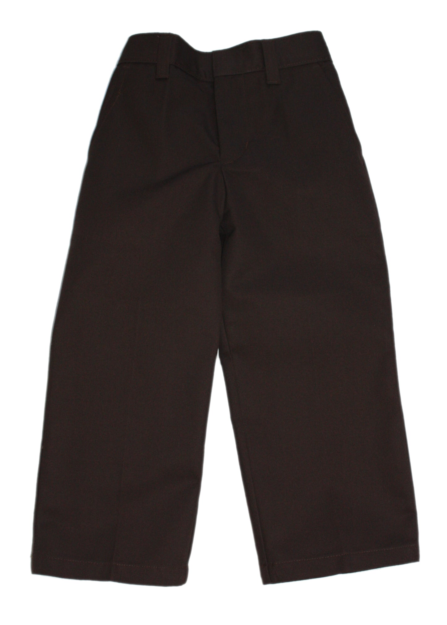 School Apparel Boy's Relaxed Flat Front Pant with Elastic Back - Brown