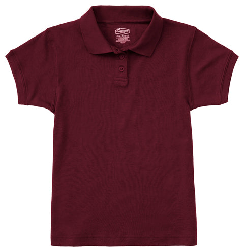 Classroom Girls Short Sleeve Fitted Interlock Polo - Burgundy/Maroon