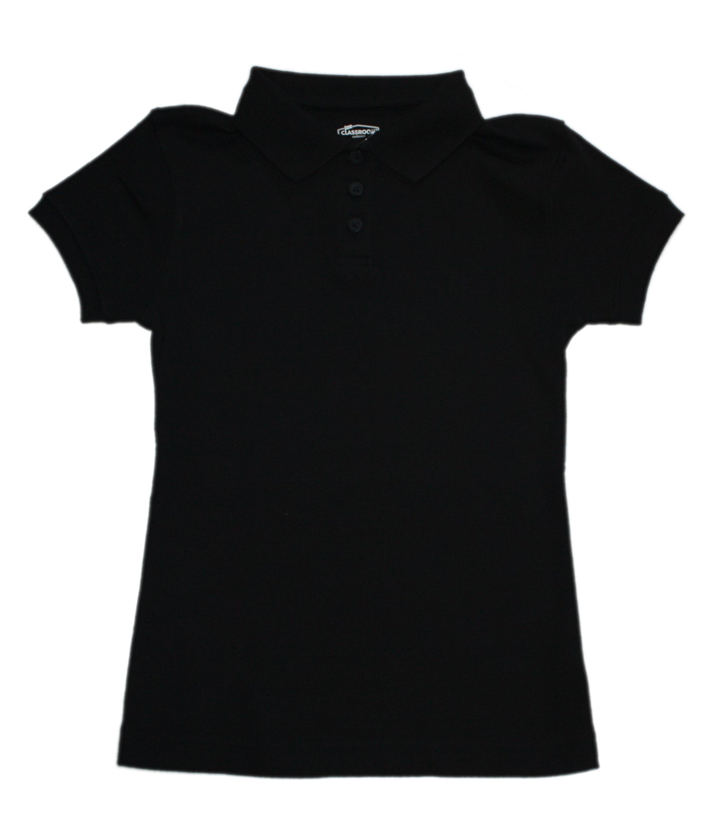 Classroom Girl's Short Sleeve Fitted Interlock Polo - Black