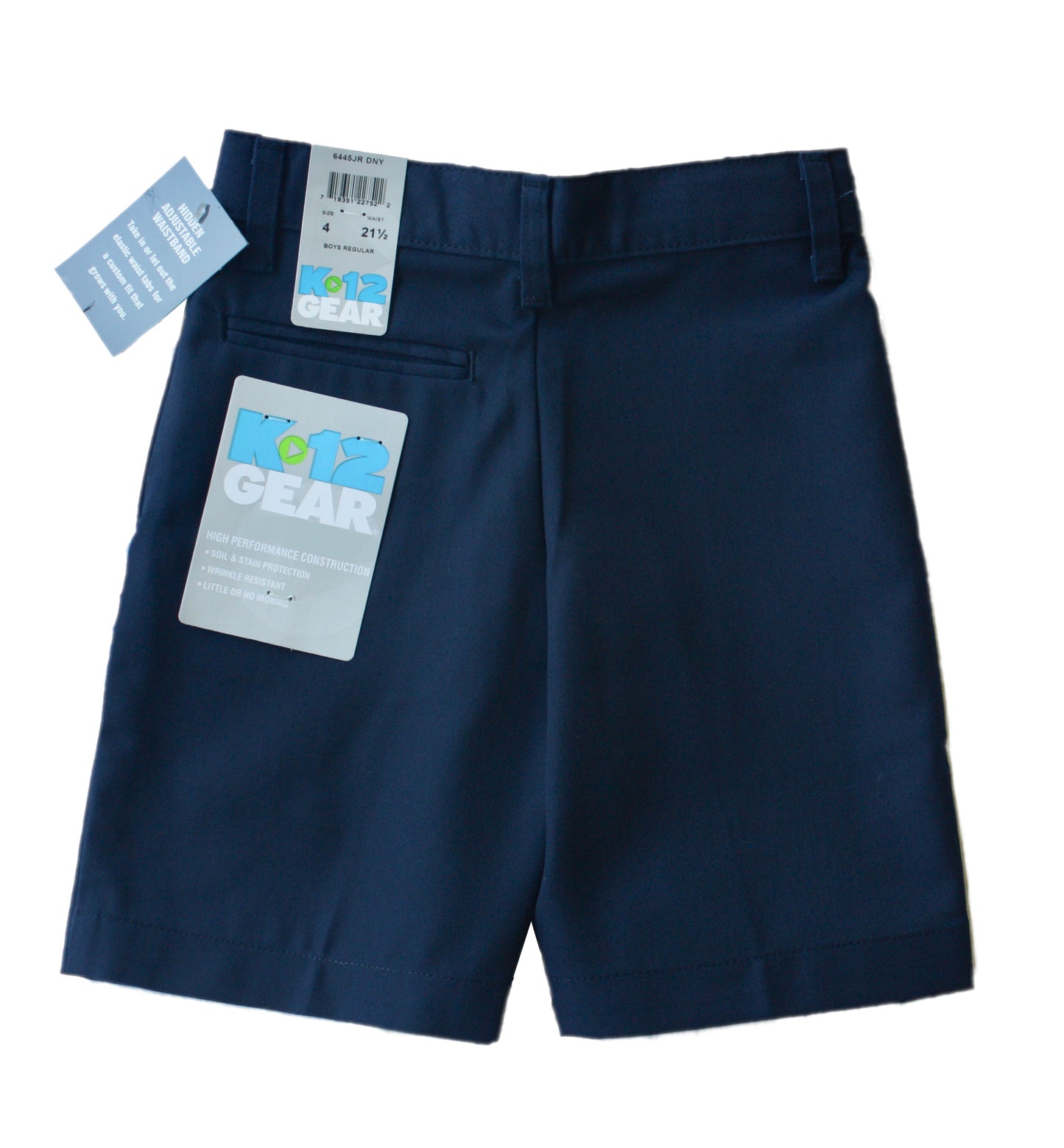 K12 Gear Boy’s Regular Flat Front Short with Adjustable Waist - Navy