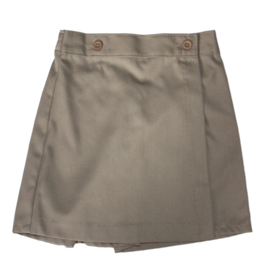 K12 Girl's Flap Front Skort with Elastic Back - Khaki