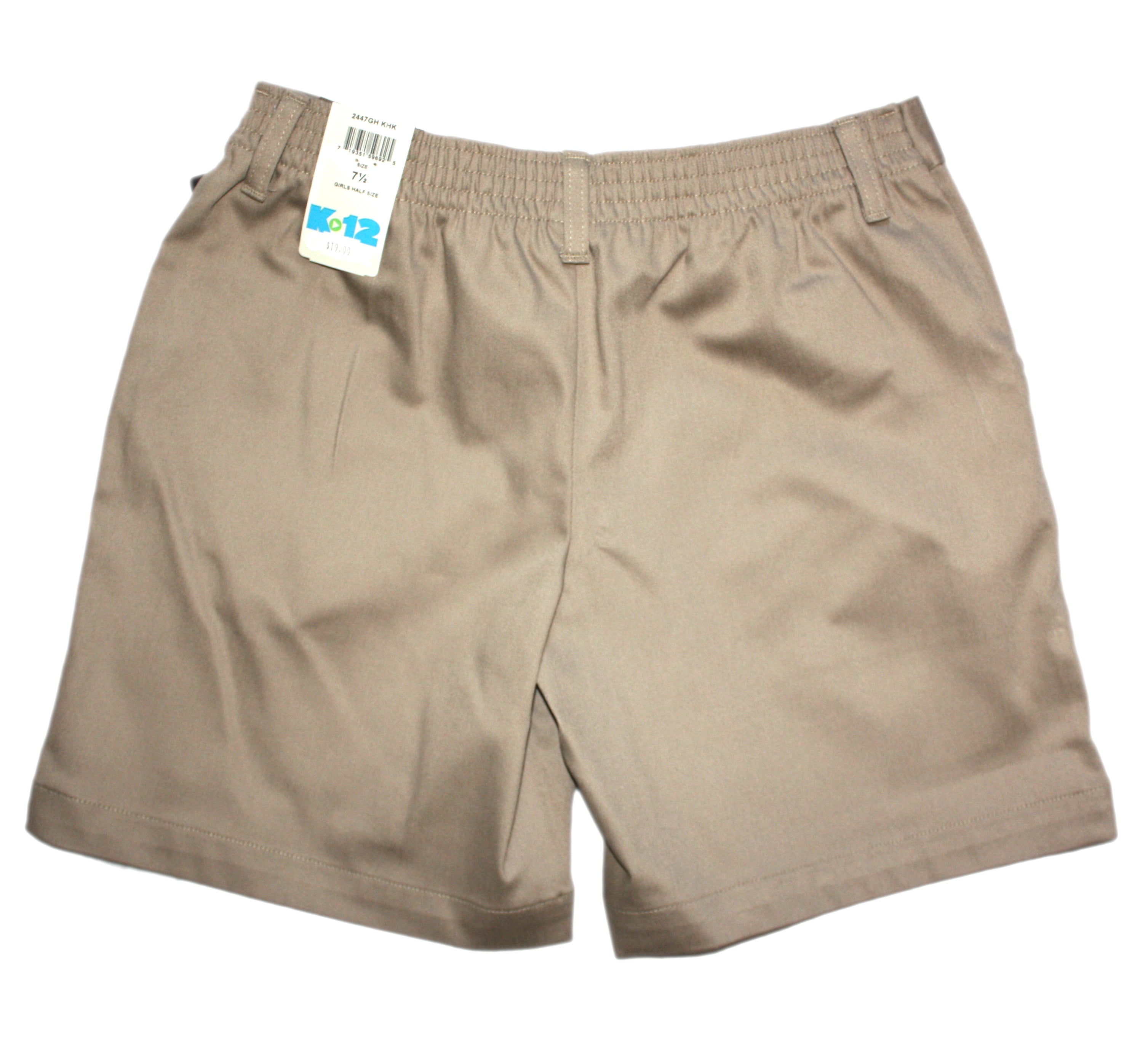 Girls elastic outlet waist khaki shorts