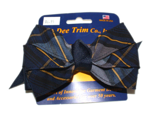 Medium 5” Navy Pinwheel Bow with Plaid Ribbon - Plaid 57 (Northside Christian)