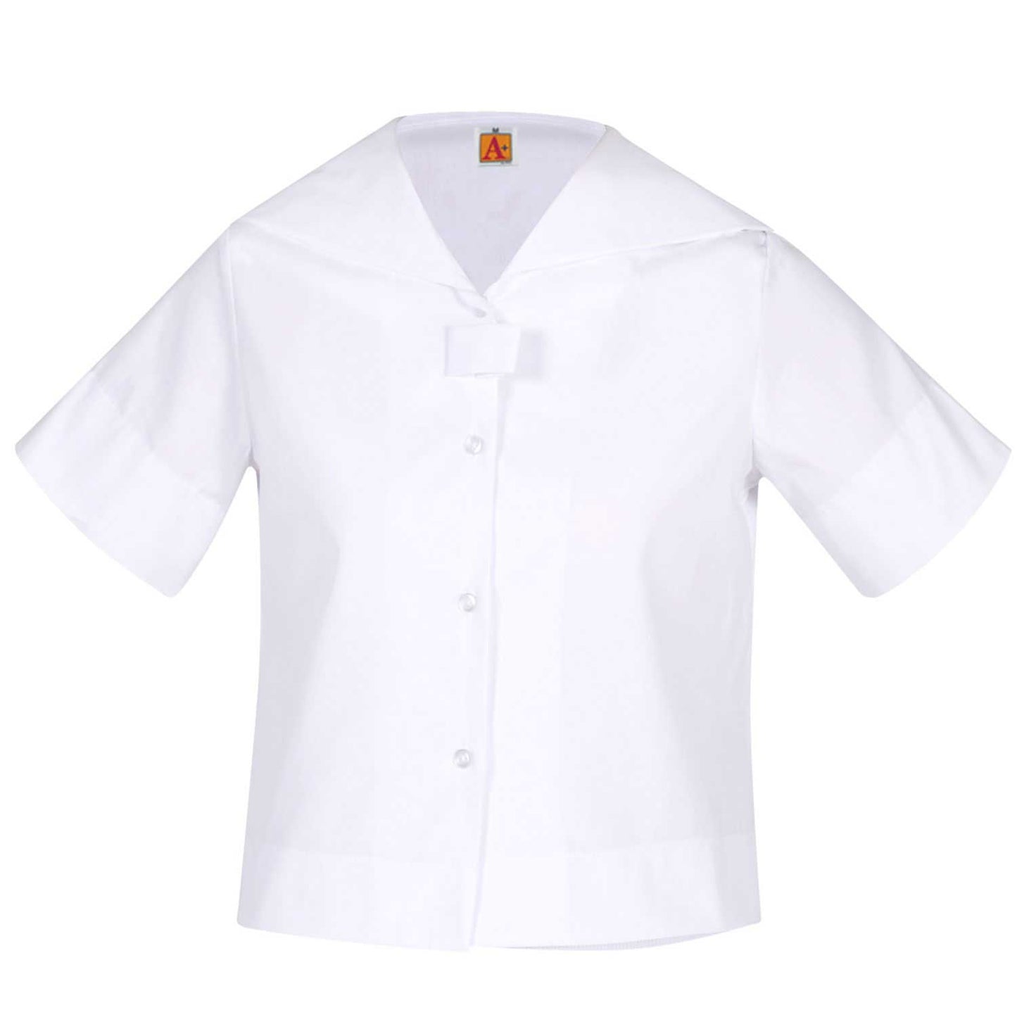 School Apparel Girl's Short Sleeve Middy (Sailor) Blouse - White