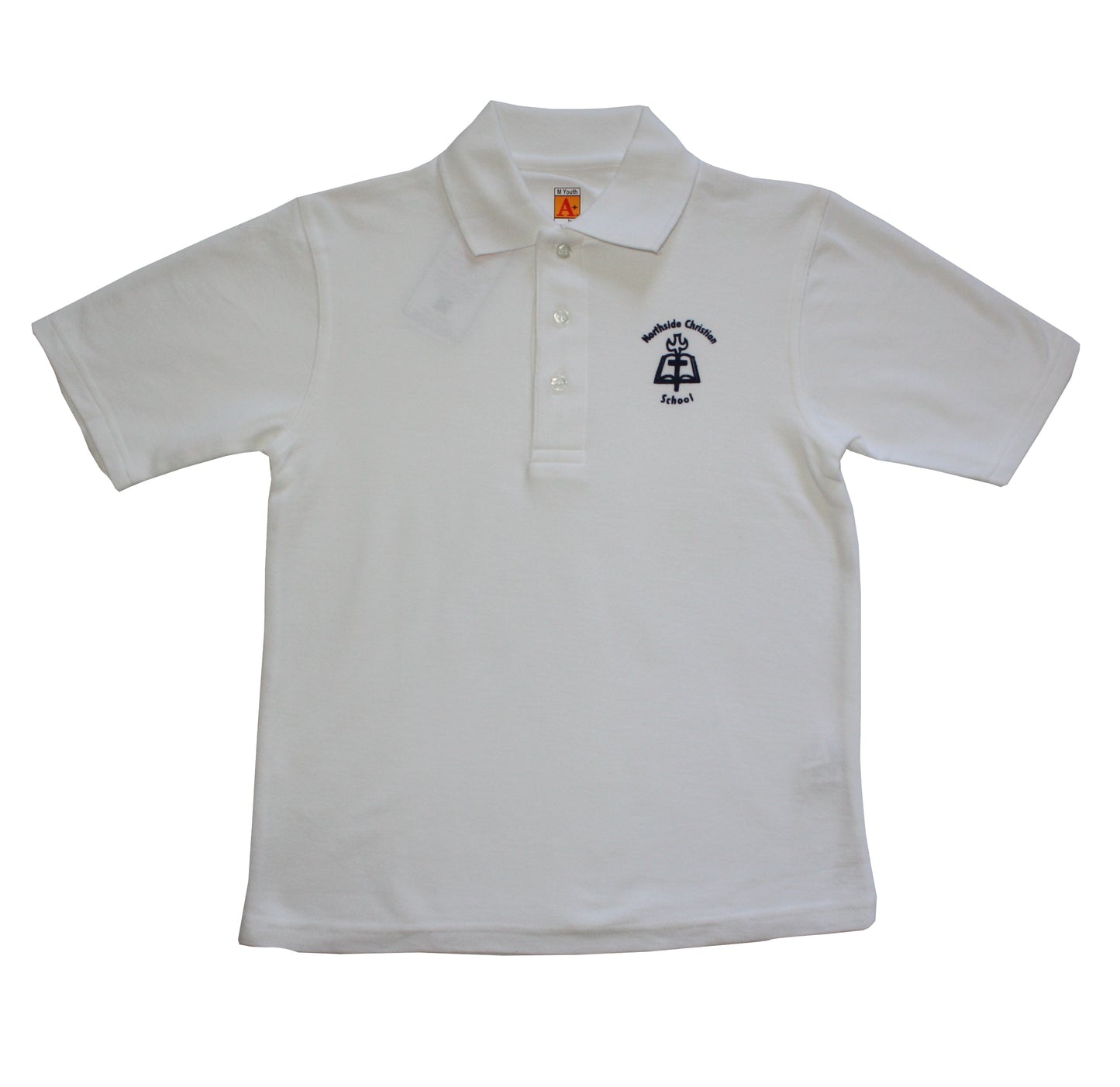 Northside Christian School Unisex Short Sleeve White Pique Knit Polo