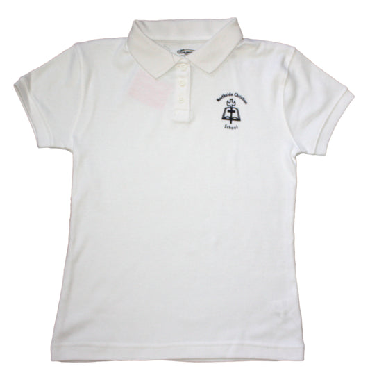 Northside Christian Girls’ Short Sleeve Fitted Polo - White with School Crest