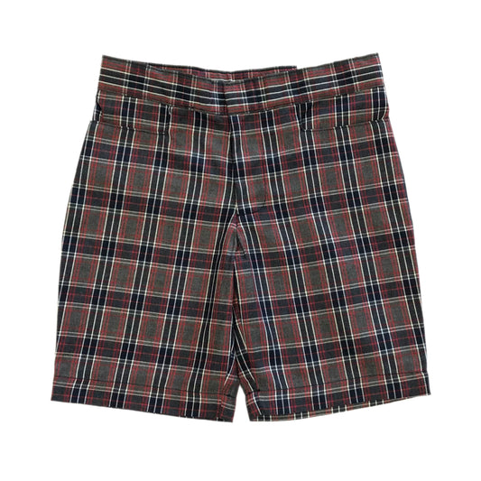 Our Mother of Peace Girl’s Flat Front Plaid Bermuda Short - K12 Gear Brand
