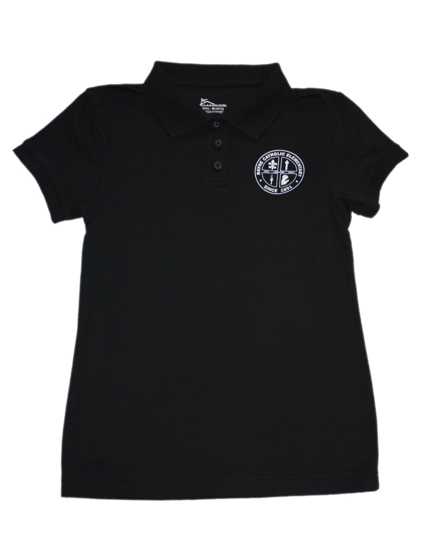 Rayne Catholic Girl's Black Short Sleeve Fitted Polo