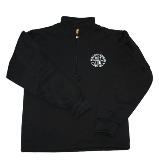 School Apparel Performance Quarter Zip Jacket - Black with Rayne Catholic Crest