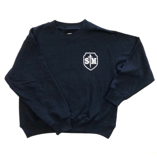 Pullover Crew Neck Sweatshirt - Navy with St. Michael Crest