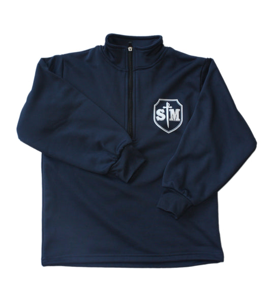 School Apparel Performance Quarter Zip Jacket - Navy with St. Michael Crest