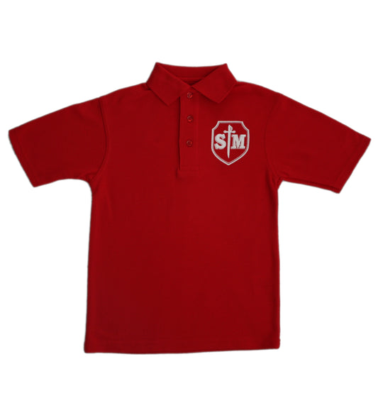 St. Michael Pre-K & K Boy’s Red Short Sleeve Pique Knit Polo