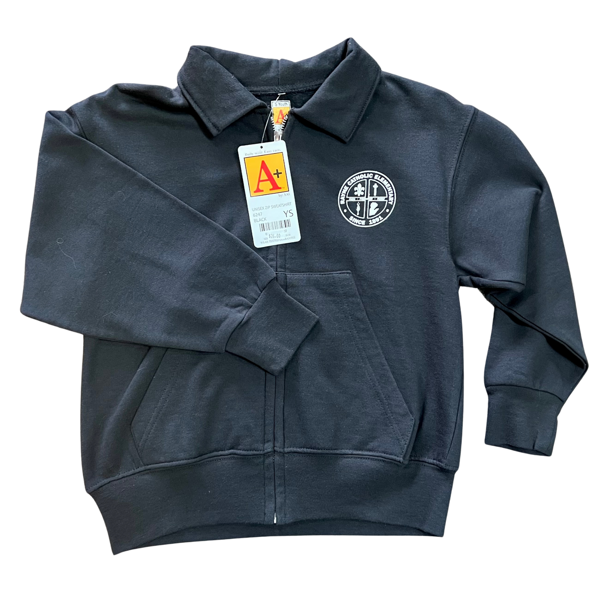 Hoodless zip up sweatshirt sales