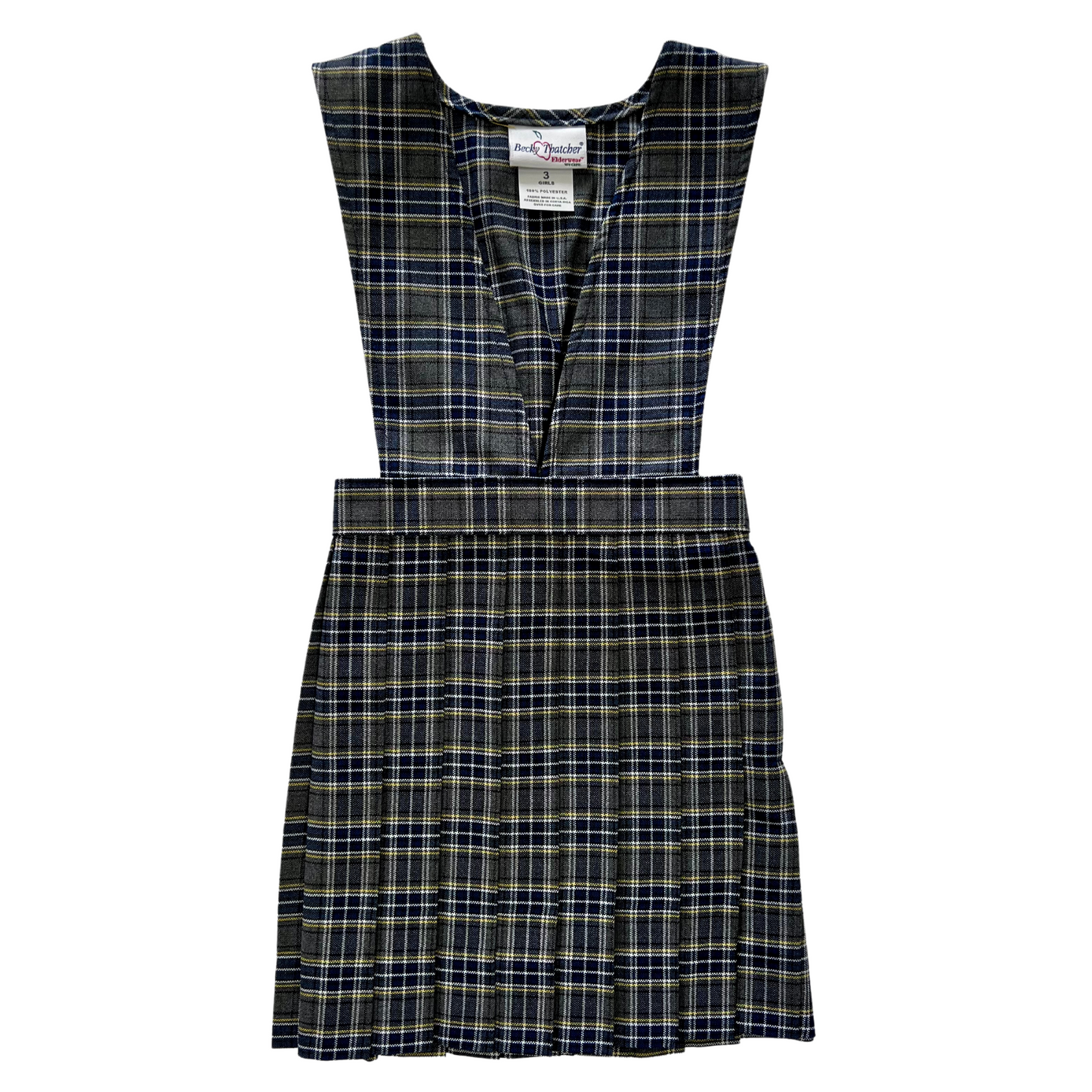 St. Edmund Elementary (Plaid 42) Girl's Plaid Split-Bib Jumper with Knife Pleats