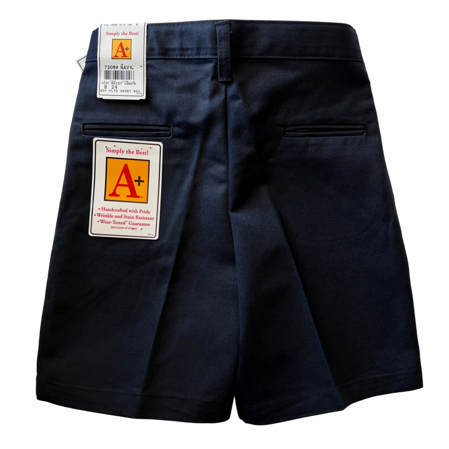 Clearance - School Apparel Boy's Navy Pleated Short with Adjustable Waistband