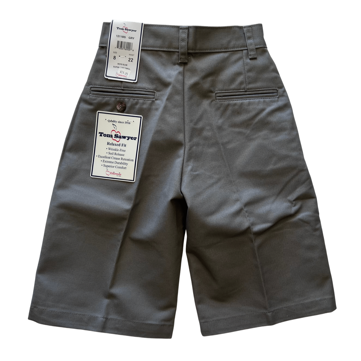 Clearance - Tom Sawyer Boy's Grey Flat Front Short - SLIM SIZES ONLY