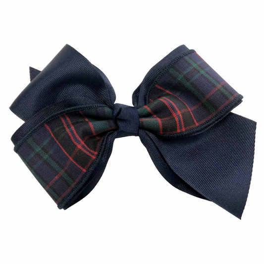 Navy and Plaid 6" 4-Loop Bow - Plaid 2E (St. Michael)