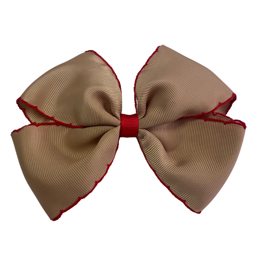 Moonstitch Quad Bow - Khaki with Red Stitching