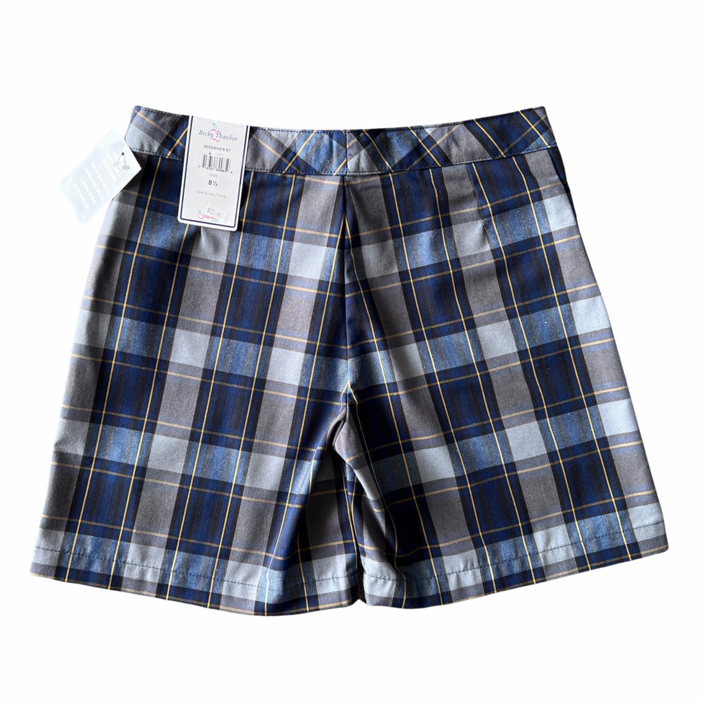 Becky Thatcher Girl's Flat Front Mid-Rise Plaid Short - Plaid 57 (Northside Christian)