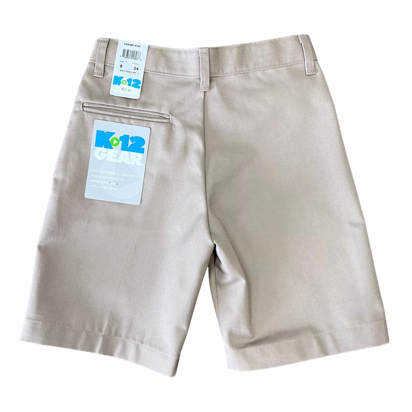 K12 Gear Boy’s Regular Flat Front Short with Adjustable Waist - Khaki