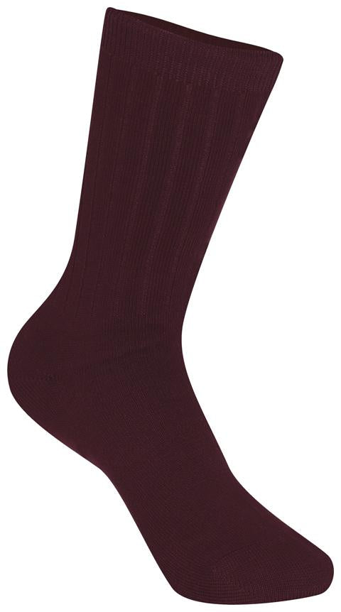 Classroom Ribbed Crew Socks - Maroon (3 Pack)